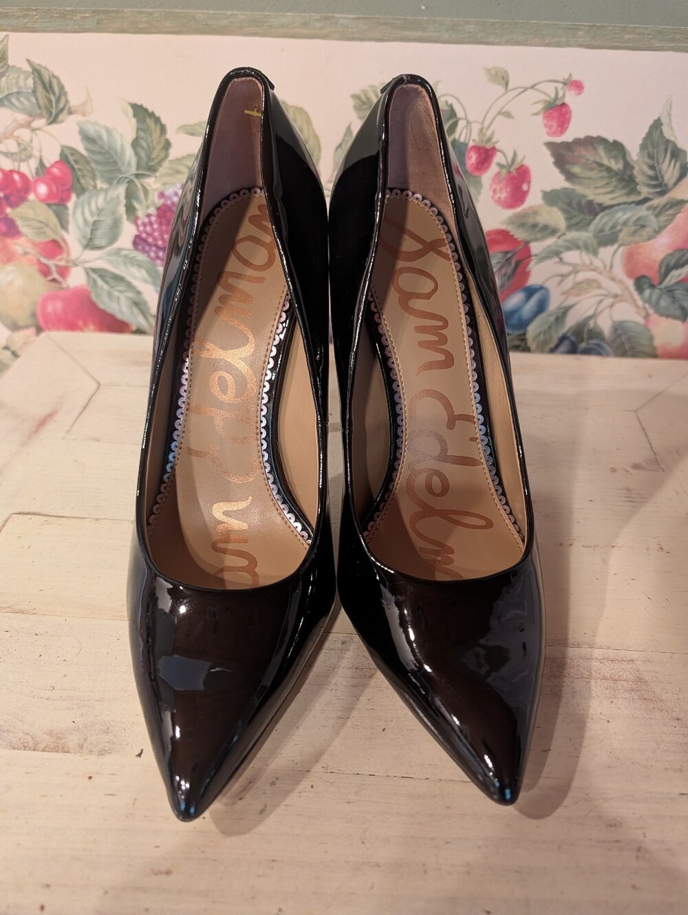Sam Edelman Black Patent Pointed-Toe Stiletto Heels Sz 8.5 - Picture 7 of 13